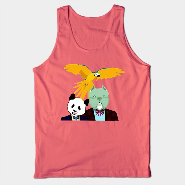 Pit bull, Parrot and Panda Tank Top by momomoma